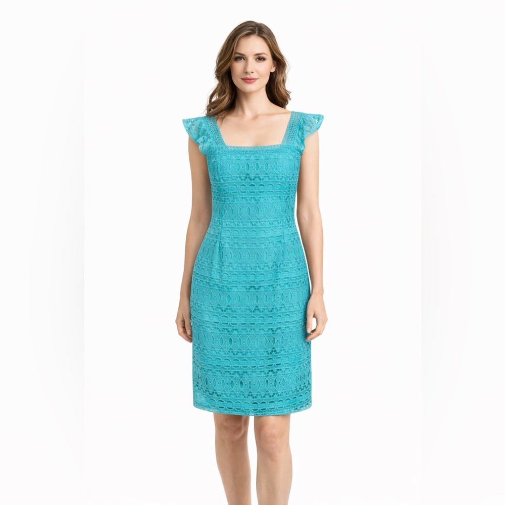 Antonio Melani - Turquoise Lace Sleeveless Ruffled Midi